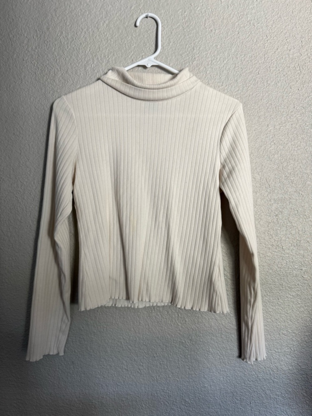 wild fable Ribbed Mock Neck Long Sleeve Top - Cream
